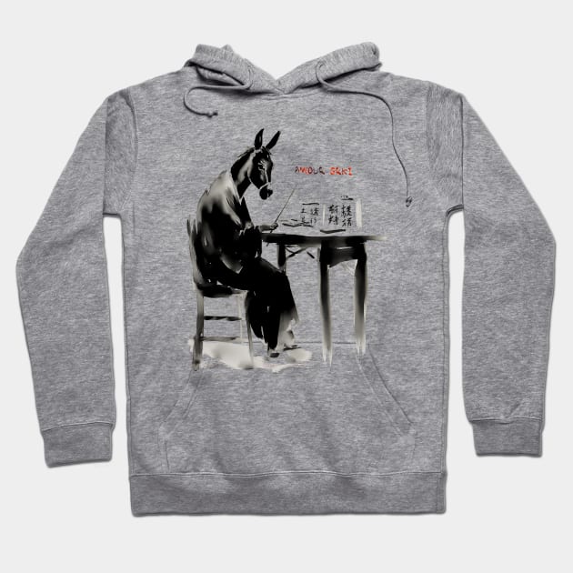 Wise Donkey Japanese Poet Hoodie by Amour Grki